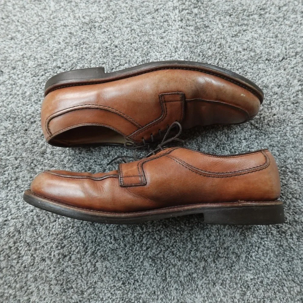 Allen Edmonds Becker Shoes Mens 10D Brown Burnished Cap Toe Pebble Calf Oxford